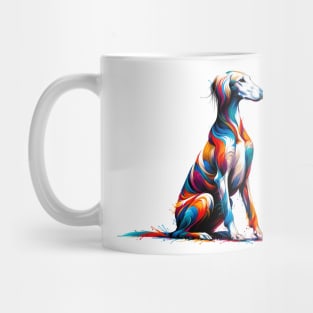 Graceful Sloughi in Vibrant Splash Art Style Mug